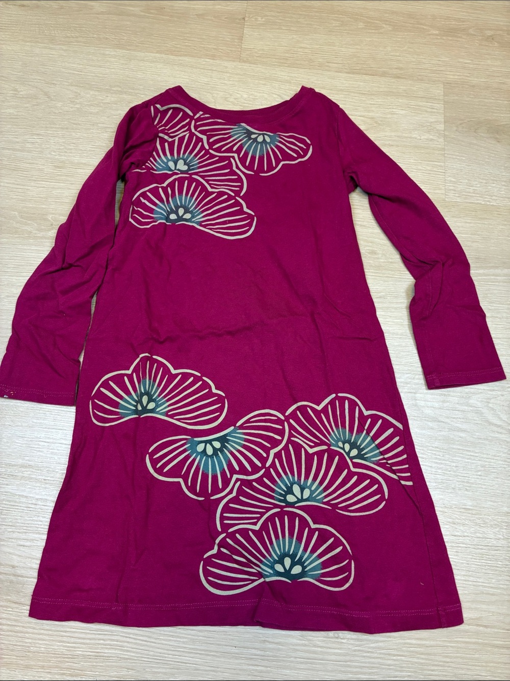 Tea Colletion Girls' 6 Magenta Floral Long Sleeve Dress